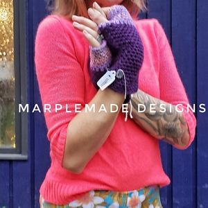 NWT* Handmade Fingerless gloves💜 super soft acrylic, MarpleMade Designs, plum